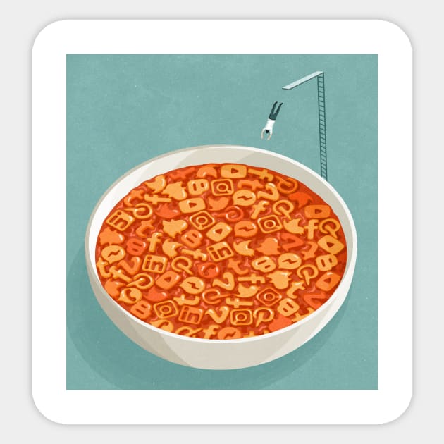 Social Media Soup Sticker by John Holcroft